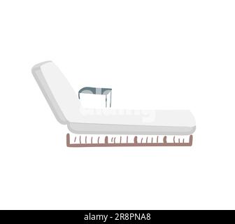 Hand drawn doodle beach chaise longue sunbed. Sea hotel resort relaxation beach chair. Vector illustration isolated in white Stock Vector
