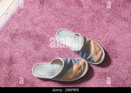 Copy space image of old fashion used flip-flops Stock Photo