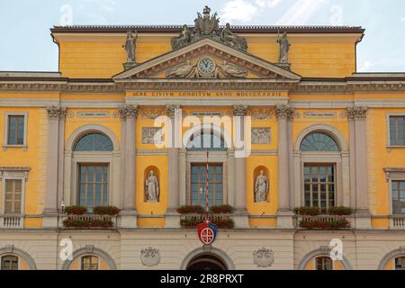 Lugano, Switzerland - June 14, 2019: Historic Palace Building City Hall at Summer Day. Stock Photo