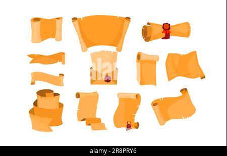 Old paper scrolls set Stock Vector