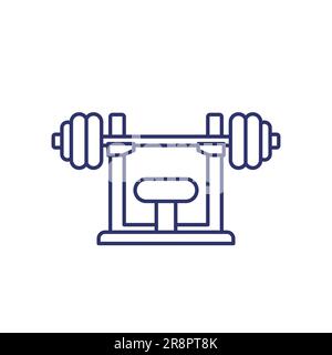 Barbell on the stand line icon Stock Vector