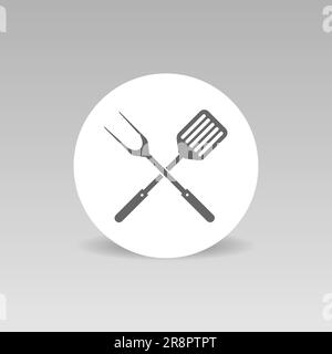 BBQ grill tools vector icon Barbecue fork with spatula Stock Vector