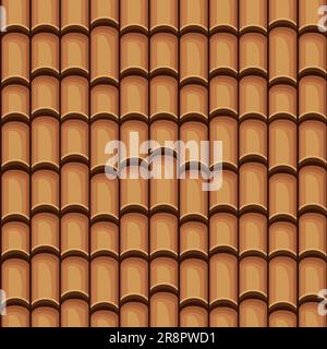 Seamless Ceramic Roof Tiles. Vector Seamless texture Stock Vector