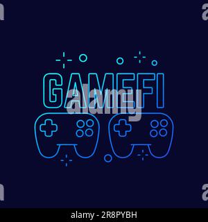 GameFi icon, blockchain games line vector design Stock Vector