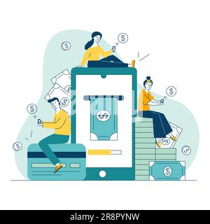 Smartphone users paying online Stock Vector