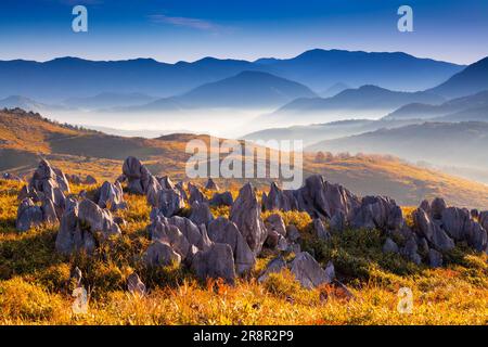 Akiyoshidai and Yamanami in the morning Stock Photo