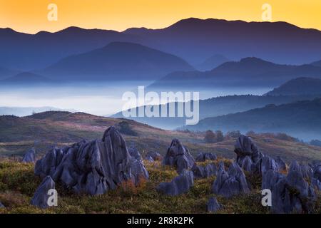 Akiyoshidai and Yamanami in the morning Stock Photo