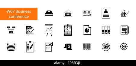 Business conference icon set Stock Vector