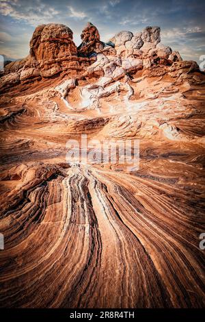 The White Pocket on BLM lands in the Paria Canyon - Vermillion Cliffs National Monument, Arizona. Stock Photo