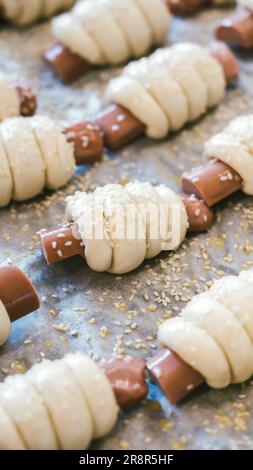 unbaked production of traditional sicilian food in an industrial bakery Stock Photo