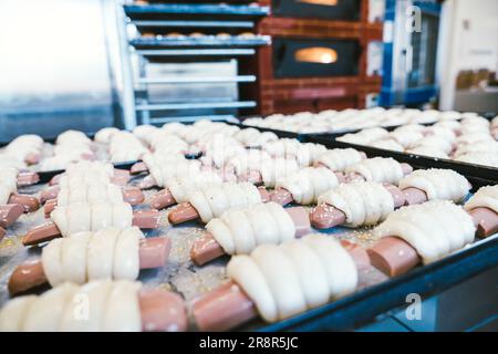 unbaked production of traditional sicilian food in an industrial bakery Stock Photo