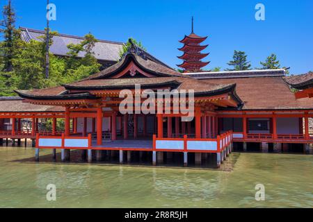 Itsukushima shrine and five story pagoda on Miyajima island Stock Photo