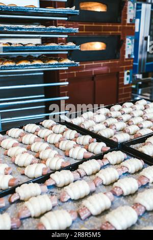 unbaked production of traditional sicilian food in an industrial bakery Stock Photo