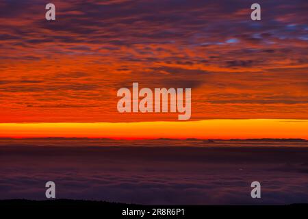 Sea of clouds and morning glow from Hachimantai. Stock Photo