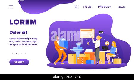 People working at post office flat vector illustration Stock Vector