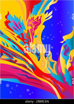 Abstract marine coral multicolored fantasy background. Colorful fluid background. Stock Vector