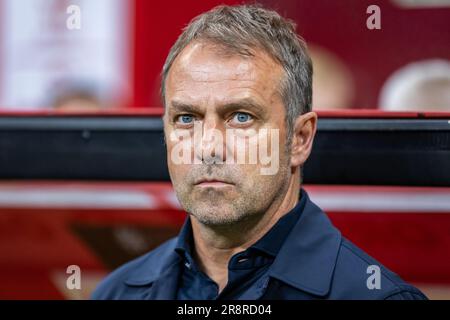 Warsaw, Poland. 16th June, 2023. Hans-Dieter Hansi Flick coach of Germany seen during the friendly match between Poland and Germany at PGE Narodowy Stadium. (Final score; Poland 1:0 Germany) It was Jakub B?aszczykowski's last, 109th match for the Polish football national team. (Photo by Mikolaj Barbanell/SOPA Images/Sipa USA) Credit: Sipa USA/Alamy Live News Stock Photo