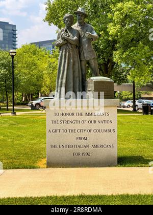 To Honor the Immigrants Memorial in Columbus - COLUMBUS, UNITED STATES - JUNE 08, 2023 Stock Photo