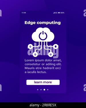 Edge computing mobile banner with vector icon Stock Vector