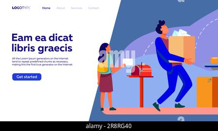 People working at post office flat vector illustration Stock Vector