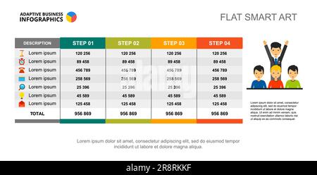 Four Step Table Slide Template Stock Vector