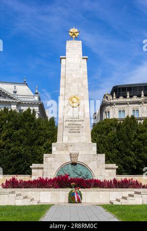 Budapest, Hungary - September 11. 2019. The Soviet Red Army War Memorial on the Liberty Square in Budapest, Hungary. Stock Photo