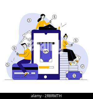 Smartphone users paying online Stock Vector