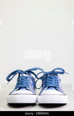 close up of dením sneakers Stock Photo