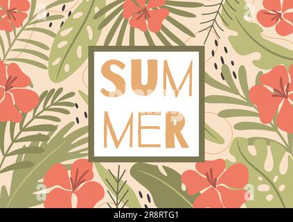 Summer card with tropical exotic background. Vector illustration Stock Vector