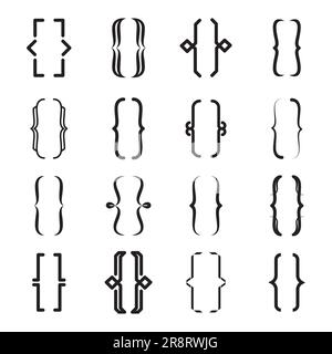 Different curly brackets icon set Stock Vector