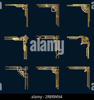 Various vintage gold corners set Stock Vector