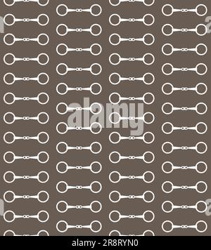 Vector seamless pattern of flat horse equestrian bit silhouette isolated on brown background Stock Vector