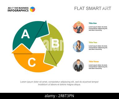 Three Workers Team Slide Template Stock Vector