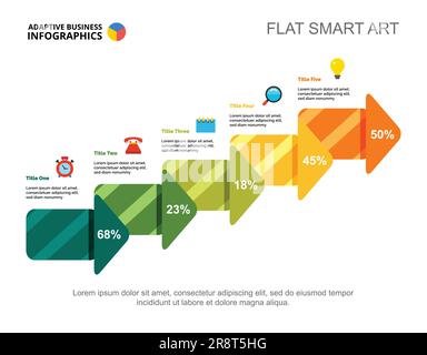 Five Arrow Steps Slide Template Stock Vector