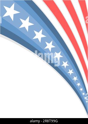 American flag symbols wave corner frame with an empty space for text. Stock Vector