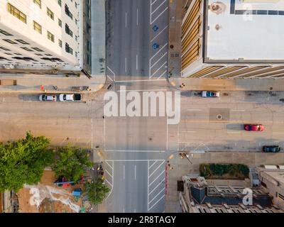 Aerial photograph of the Tulsa Club in downtown Tulsa on a  June morning. Stock Photo