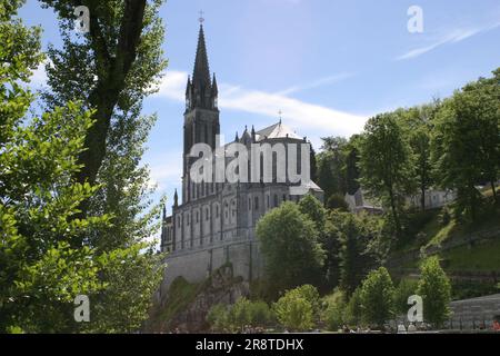 Church of the Holy Rosary in Lourdes, France, May 16,2019. 61st International Military Pilgrimage (PMI), 27th pilgrimage of the Croatian army, police Stock Photo
