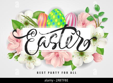 Easter Best Party for All Lettering Stock Vector