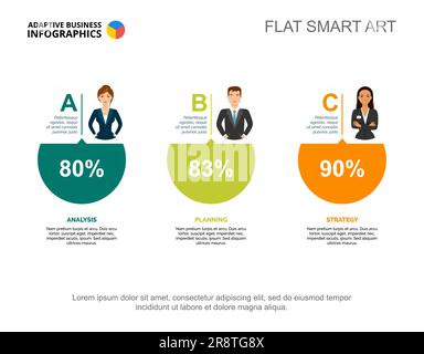 Three circle percentage diagram Stock Vector
