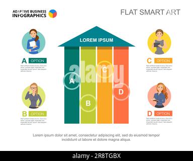 Four elements goal process chart template for presentation Stock Vector