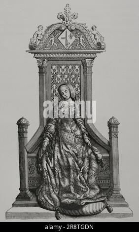 Louise of Savoy (1476-1531). Regent of France. Mother of King Francis I of France. Engraving after a miniature. 'Les Arts au Moyen Age et a l'Epoque de la Renaissance', by Paul Lacroix. Paris, 1877. Stock Photo