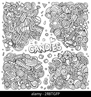 Candies cartoon vector doodle designs set Stock Vector Image & Art - Alamy