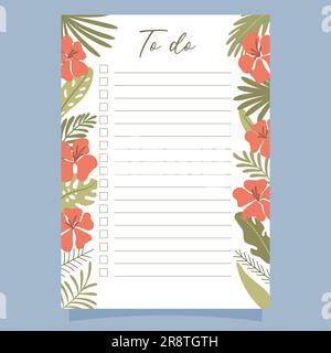 Printable to-do list concept, with tropical exotic background. Vector ...