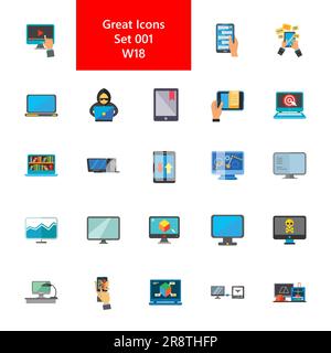 Electronic appliances, computers and mobile phones set Stock Vector