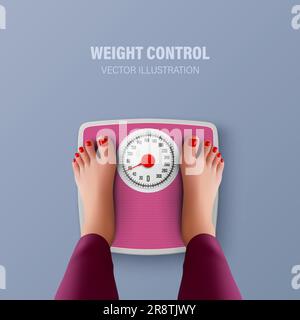 Pink bathroom weight scale. Stock Vector