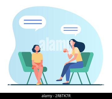 Mother sitting on chair and talking with daughter Stock Vector