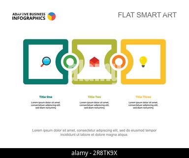 Three Phases Workflow Slide Template Stock Vector