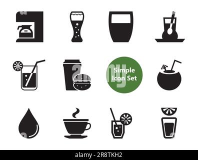 Drink Simple Icons Set Stock Vector