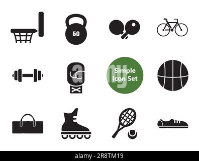 Gym Simple Icons Set Stock Vector