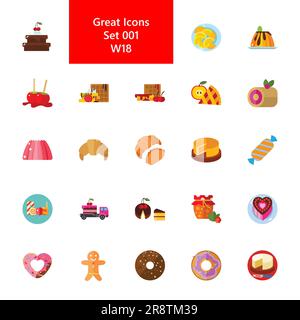 Dessert- bakery and chocolate icon set Stock Vector